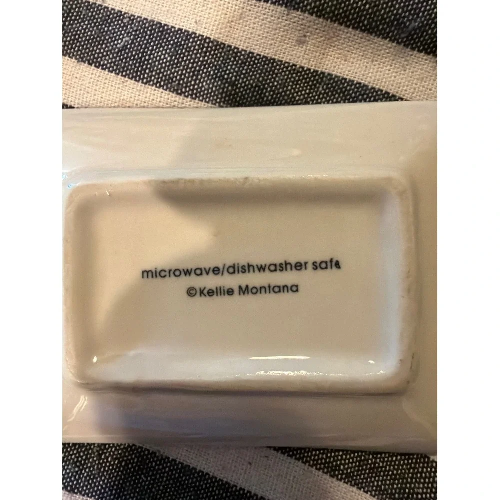Kellie Montana Ceramic Sea Turtle Trinket Dish White Green Coastal Jewelry Tray
